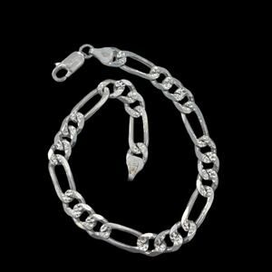 Vintage Italian Sterling Silver Figaro Chain Bracelet Men's - 8.75"